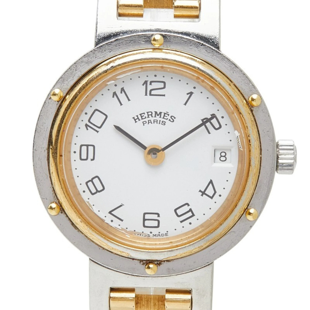 Hermes Clipper Watch CL4.220 Quartz White Dial Stainless Steel Women's HERMES